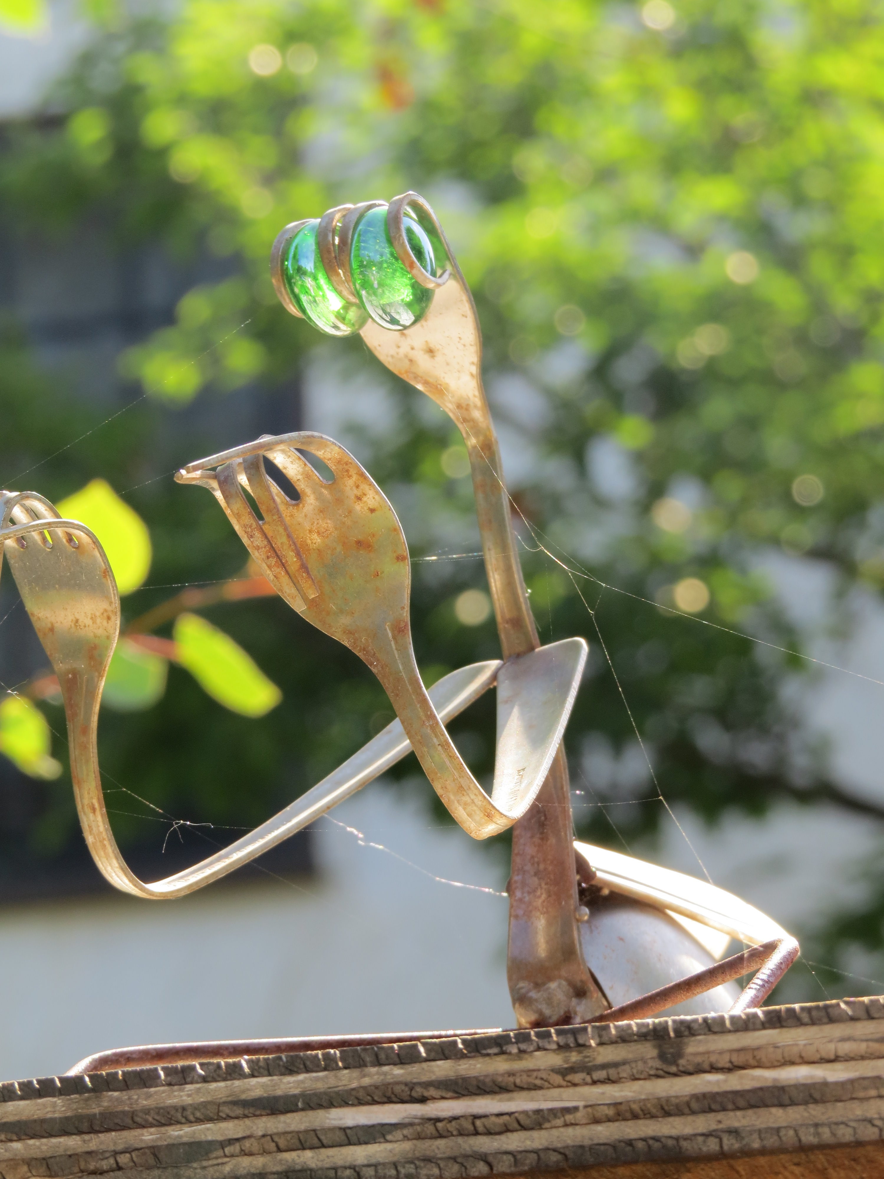 Praying Mantis Made of Forks on Little Free Library - Minnesota